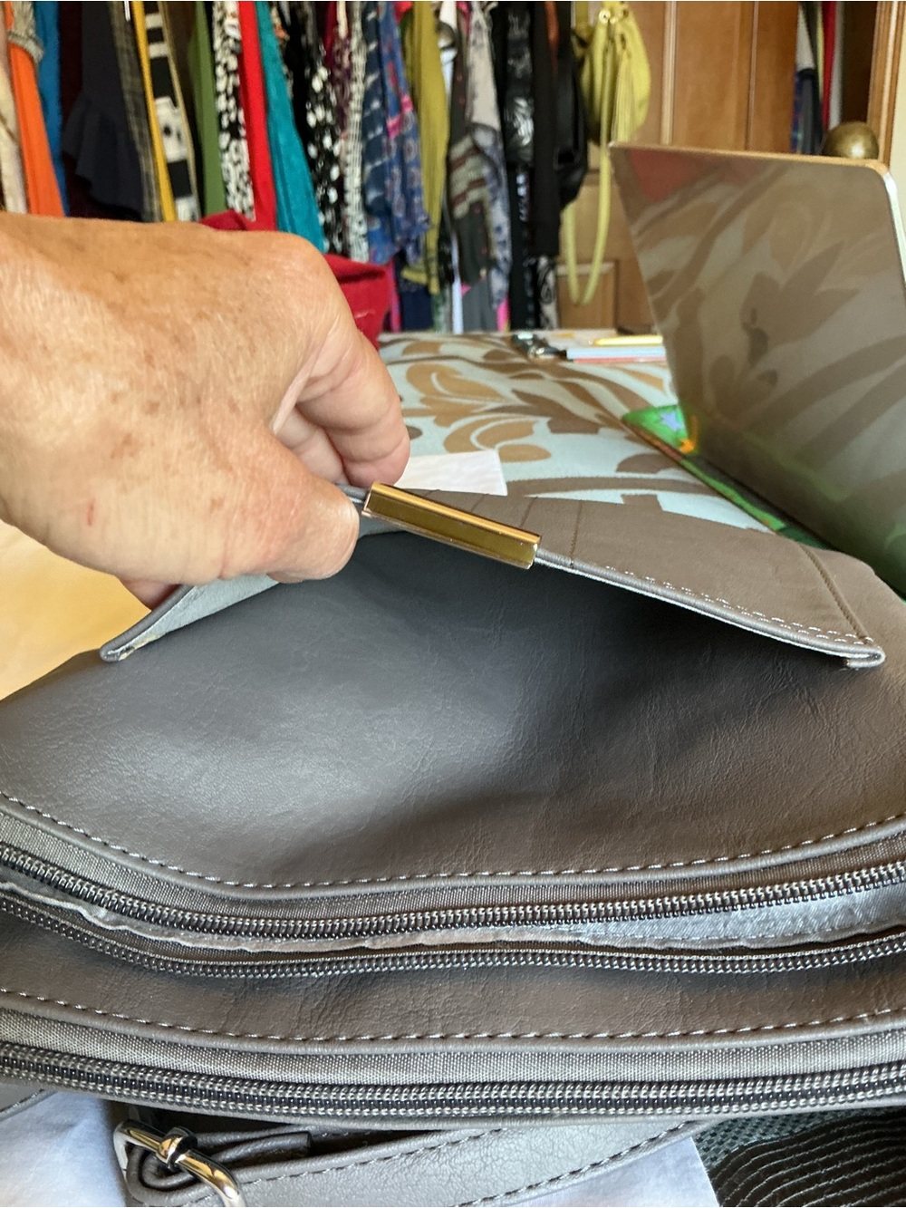 Rosetti Gray Crossbody with Silver Hardware - Picture 6 of 11